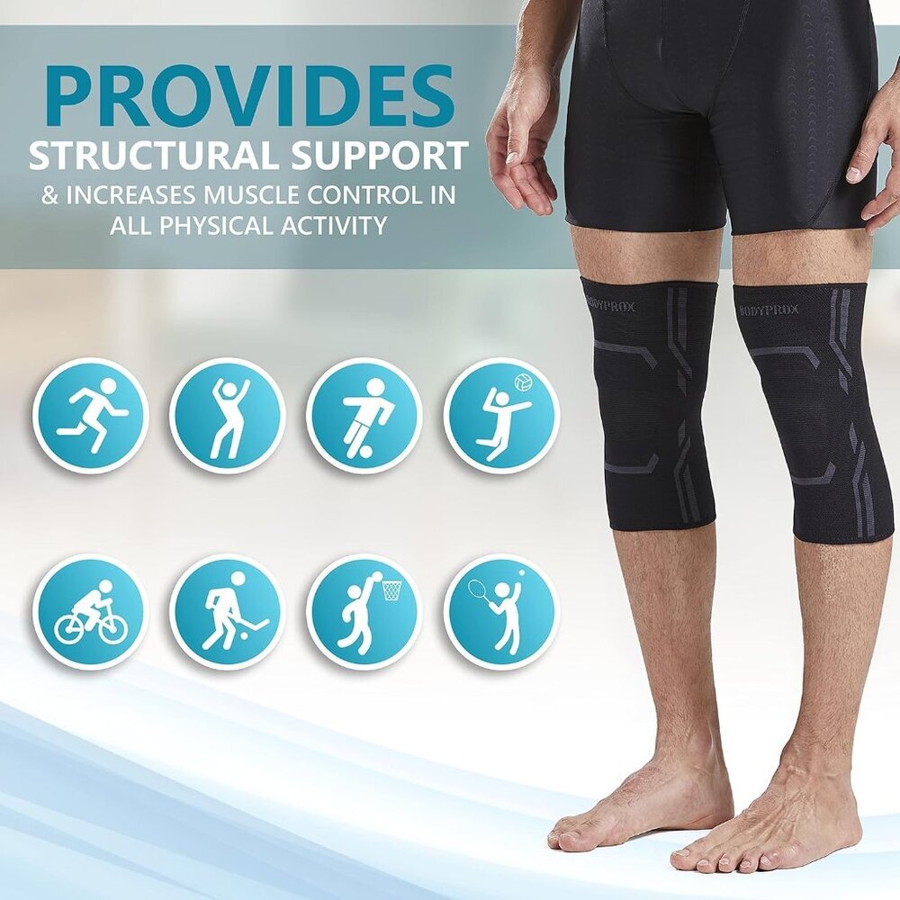 Knee Compression Sleeve 2 Pack for Men and Women, Knee Support Brace for Running - Picture 6 of 6